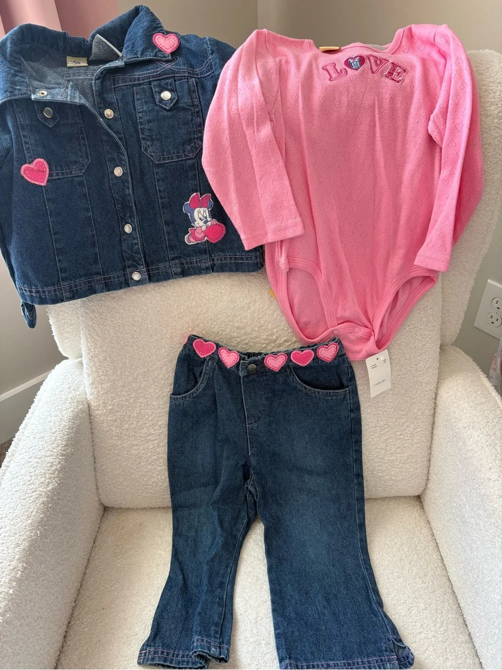 Baby Minnie Mouse Girls Denim Jacket & Pants Set